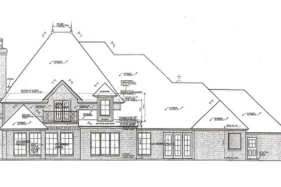 Exterior - Rear Elevation for European House Plan #310-974 - 4 bed, 3.5 bath