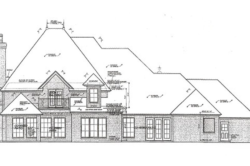 Home Plan - Exterior - Rear Elevation for European House Plan #310-974 - 4 bed, 3.5 bath