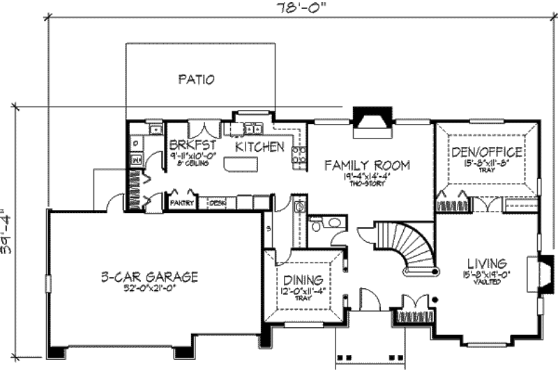 Dream House Plan - Floor Plan - Main Floor for Bungalow House Plan #320-299 - 4 bed, 2.5 bath