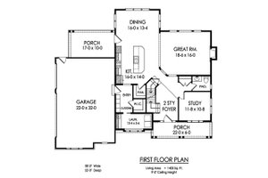Floor Plan - Main Floor for Farmhouse House Plan #1010-227 - 4 bed, 2.5 bath