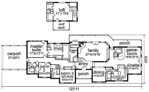 Adobe / Southwestern Floor Plan - Main Floor Plan #84-262