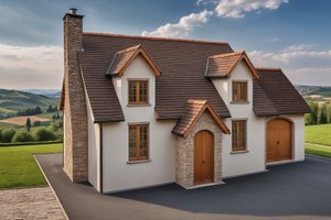 Exterior - Front Elevation 3 for European House Plan #542-6 - 2 bed, 1 bath