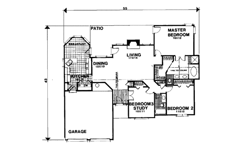 Dream House Plan - Floor Plan - Main Floor for European House Plan #56-116 - 3 bed, 2 bath
