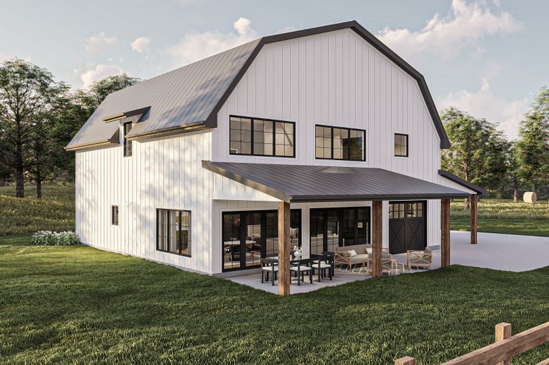 House Blueprint - Exterior - Rear Elevation for Barndominium House Plan #455-625 - 3 bed, 2.5 bath