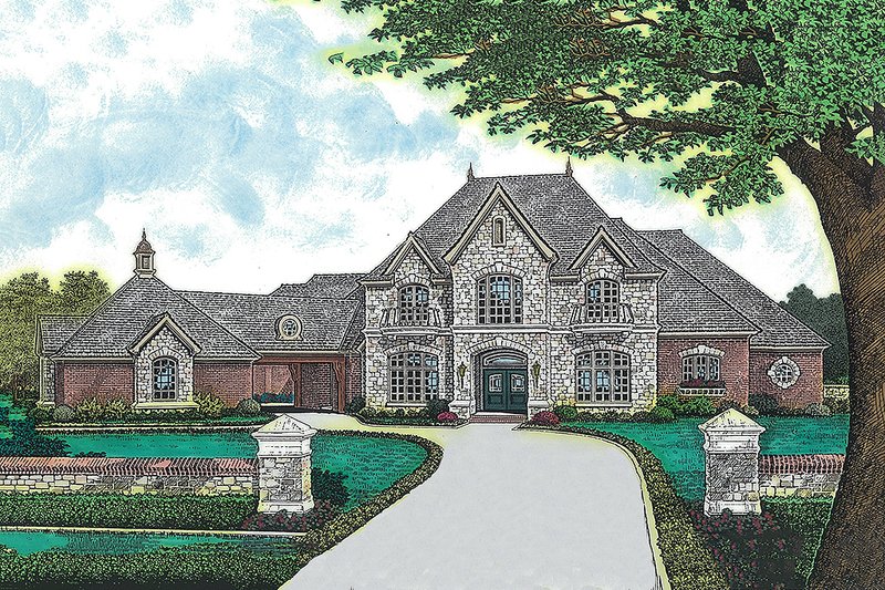 Home Plan - Exterior - Front Elevation 3 for European House Plan #310-354 - 5 bed, 5.5 bath