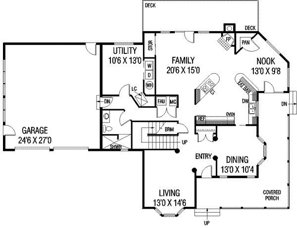 Dream House Plan - Country Floor Plan - Main Floor Plan #60-300