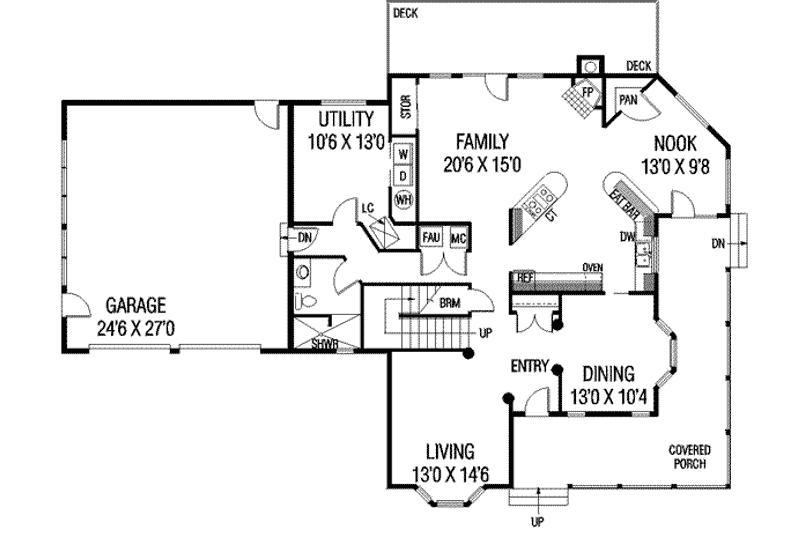 Home Plan - Floor Plan - Main Floor for Country House Plan #60-300 - 5 bed, 3 bath