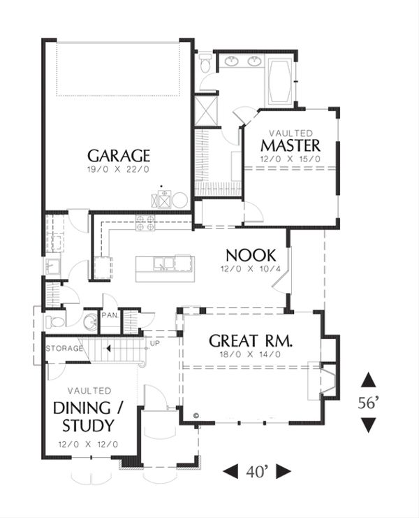 Home Plan - Cottage Floor Plan - Main Floor Plan #48-519