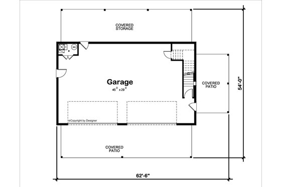 Floor Plan - Main Floor for Barndominium House Plan #20-2554 - 2 bed, 1 bath