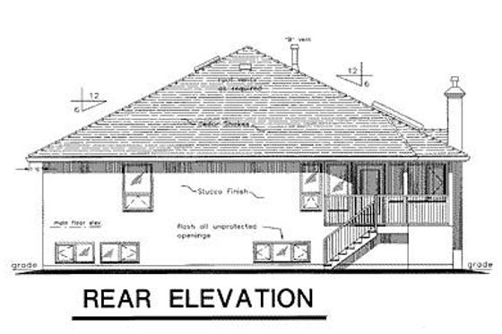 Exterior - Rear Elevation for European House Plan #18-146 - 5 bed, 3 bath