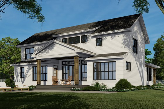 Exterior - Rear Elevation for Farmhouse House Plan #51-1209 - 5 bed, 4.5 bath