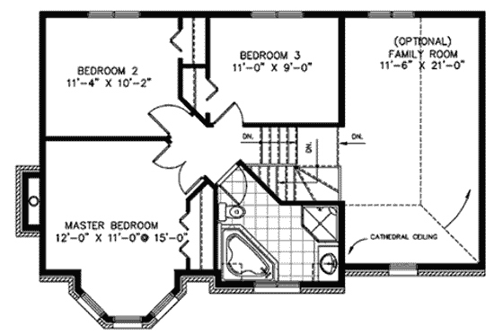 Floor Plan - Upper Floor for European House Plan #138-227 - 3 bed, 1.5 bath