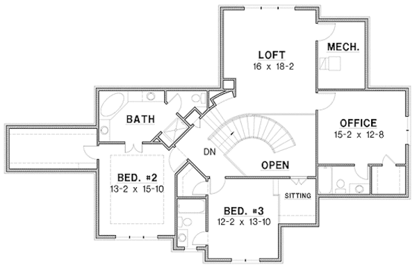 European Floor Plan - Upper Floor Plan #67-880