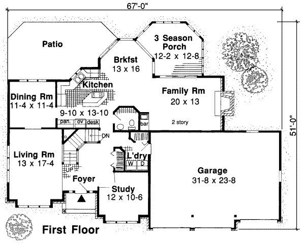 Traditional Floor Plan - Main Floor Plan #312-528