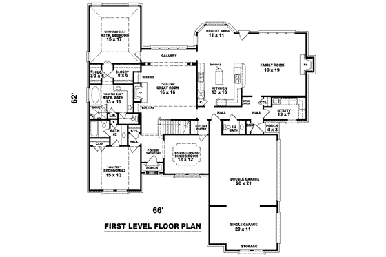 Floor Plan - Main Floor for European House Plan #81-1261 - 4 bed, 3.5 bath