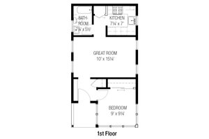 Floor Plan - Main Floor for Cottage House Plan #915-15 - 1 bed, 1 bath