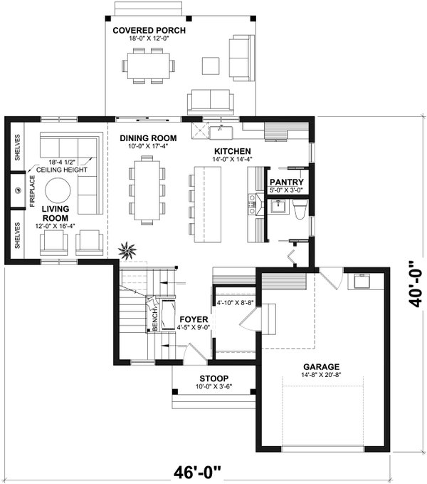 House Plan Design - Farmhouse Floor Plan - Main Floor Plan #23-2772