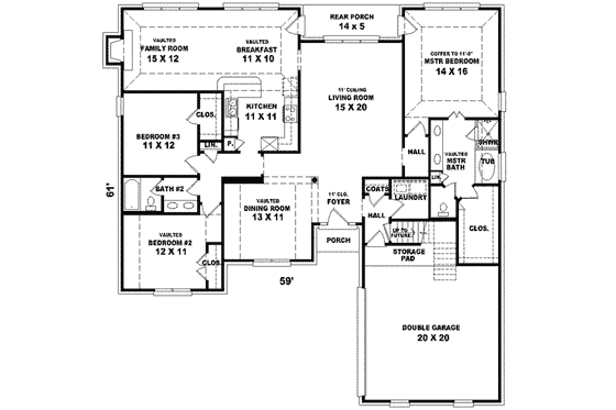 Floor Plan - Main Floor for Traditional House Plan #81-569 - 3 bed, 2 bath