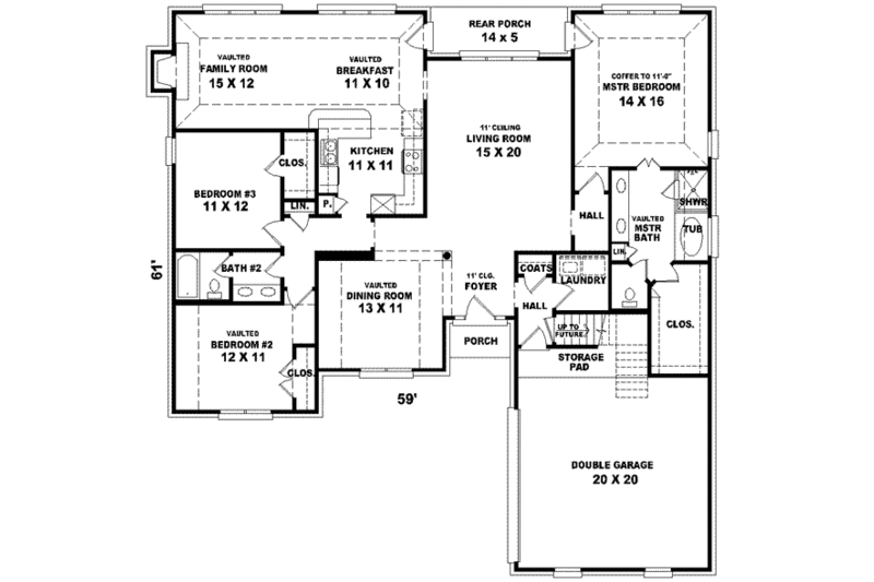 Traditional Style House Plan - 3 Beds 2 Baths 2136 Sq/Ft Plan #81-569 ...