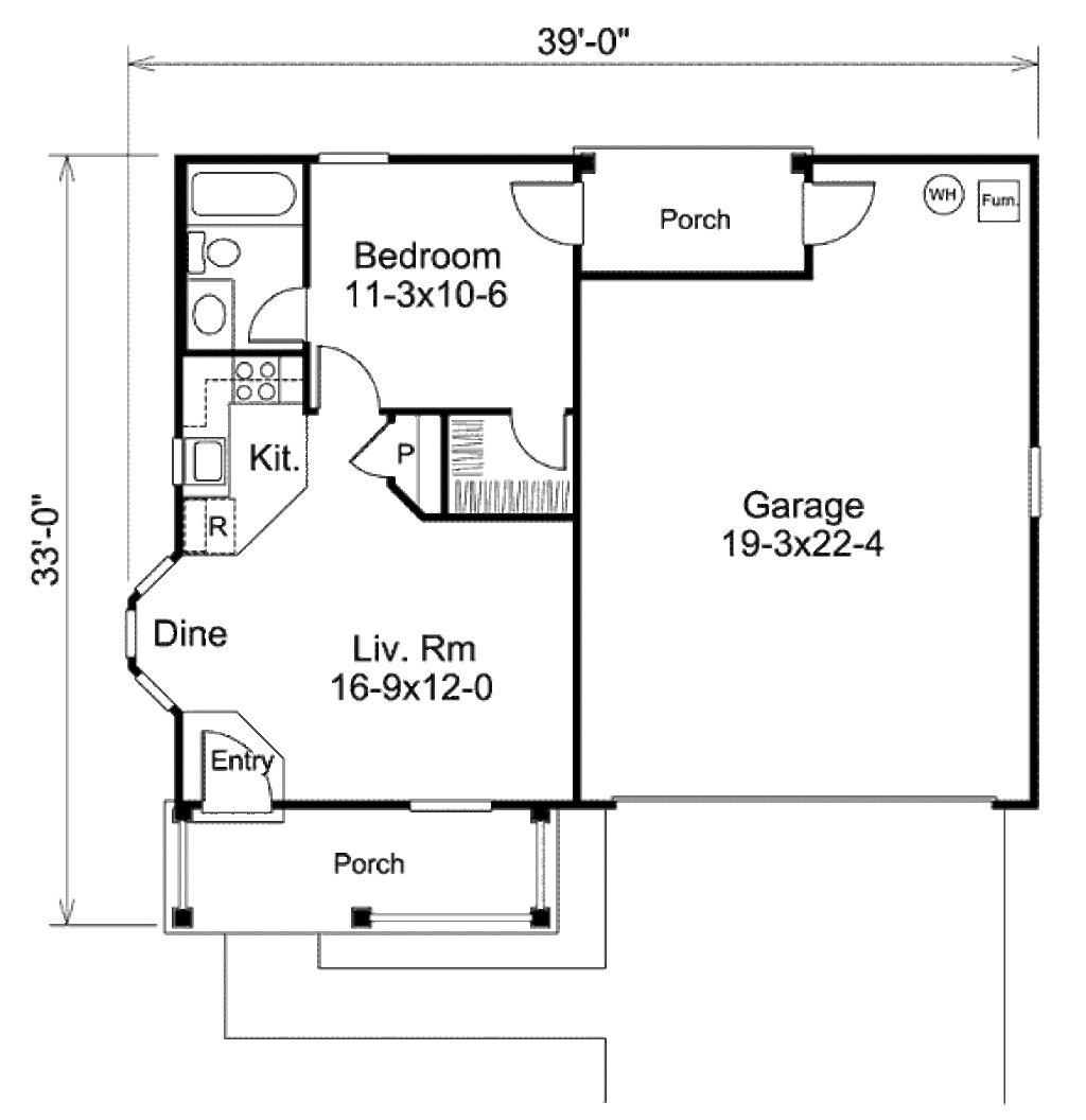 Cottage Style  House  Plan  1 Beds 1 Baths 496 Sq  Ft  Plan  