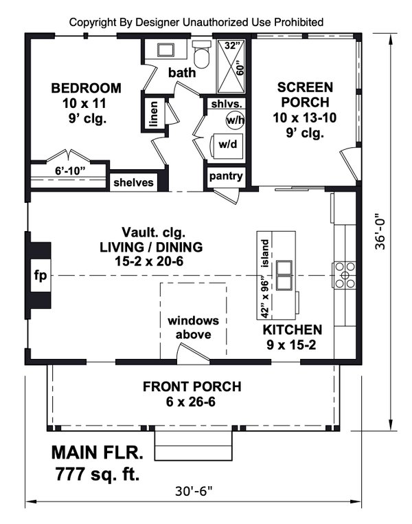 House Blueprint - Bungalow Floor Plan - Main Floor Plan #51-1429