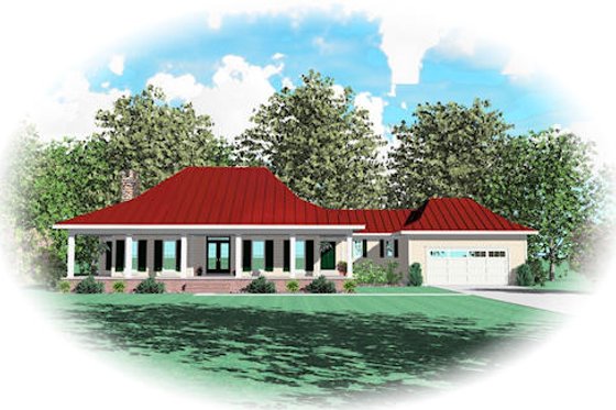 Exterior - Front Elevation for Southern House Plan #81-13833 - 3 bed, 2.5 bath