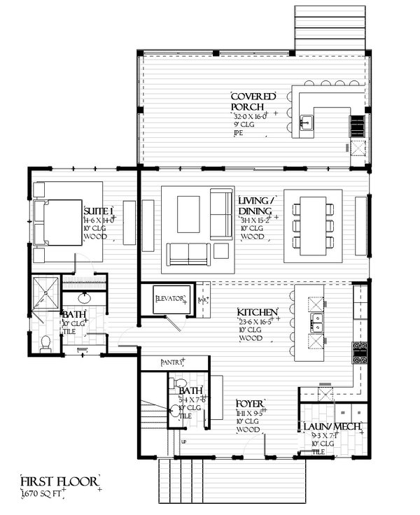 Beach Floor Plan - Main Floor Plan #901-167