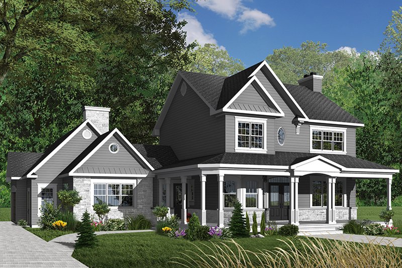 Home Plan - Exterior - Front Elevation 3 for Country House Plan #23-382 - 3 bed, 2.5 bath