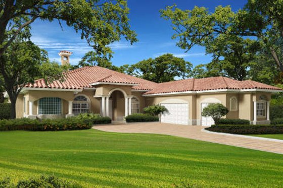 Exterior - Front Elevation for Mediterranean House Plan #420-284 - 5 bed, 3.5 bath