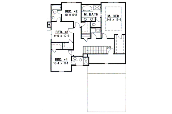 Floor Plan - Upper Floor for Traditional House Plan #67-494 - 4 bed, 3.5 bath