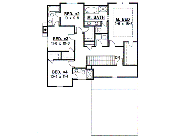 Floor Plan - Upper Floor for Traditional House Plan #67-494 - 4 bed, 3.5 bath