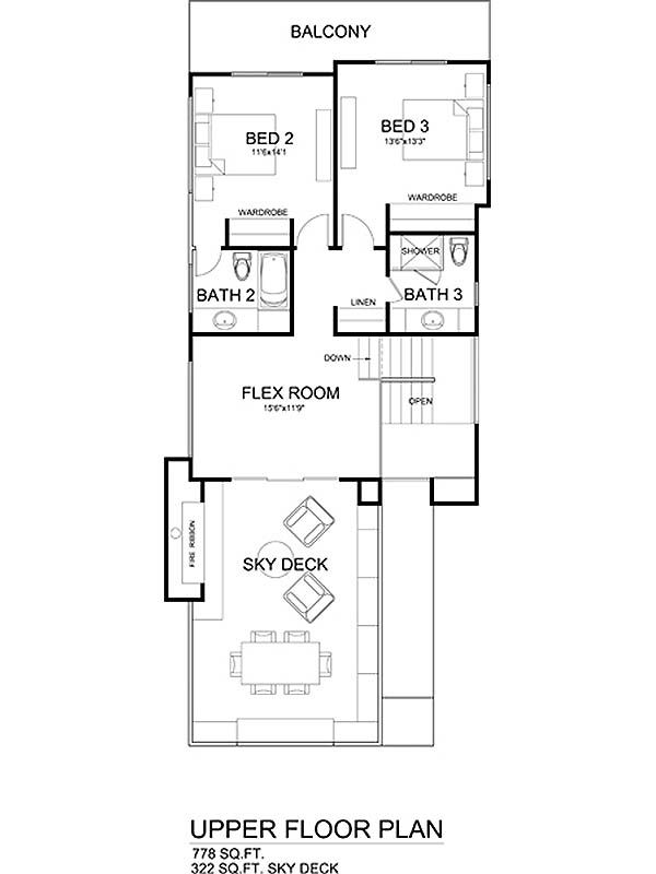 Modern Floor Plan - Upper Floor Plan #484-1