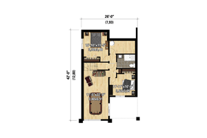 Floor Plan - Lower Floor for Cottage House Plan #25-4926 - 3 bed, 2 bath