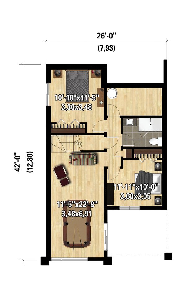 House Design - Cottage Floor Plan - Lower Floor Plan #25-4926