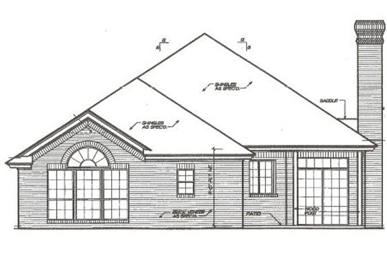 Exterior - Rear Elevation for European House Plan #310-398 - 3 bed, 2 bath
