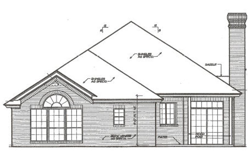 Dream House Plan - Exterior - Rear Elevation for European House Plan #310-398 - 3 bed, 2 bath