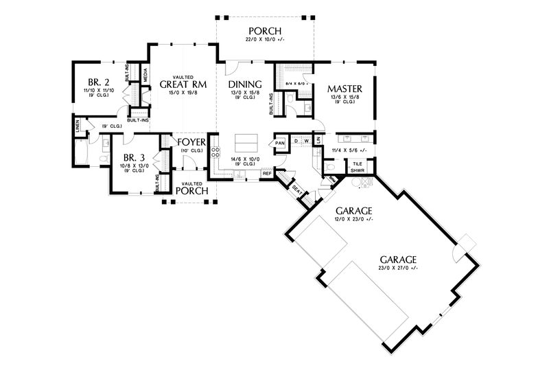 Home Plan - Floor Plan - Main Floor for Craftsman House Plan #48-1015 - 3 bed, 2.5 bath