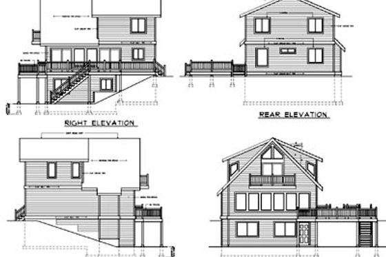 Exterior - Rear Elevation House Plan #100-454 - 4 bed, 2 bath