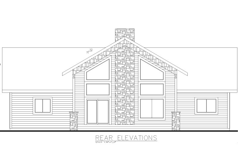 House Design - Exterior - Rear Elevation for Country House Plan #117-894 - 3 bed, 2 bath