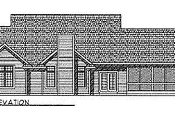 Exterior - Rear Elevation for Country House Plan #70-197 - 3 bed, 2.5 bath
