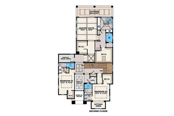 Floor Plan - Upper Floor for Beach House Plan #27-557 - 5 bed, 5.5 bath