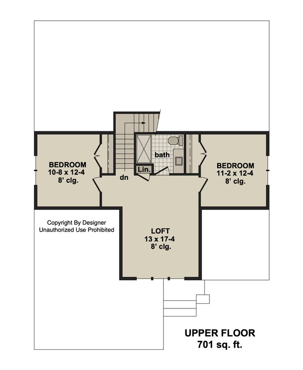 House Plan Design - Floor Plan - Upper Floor for Craftsman House Plan #51-1537 - 3 bed, 2.5 bath