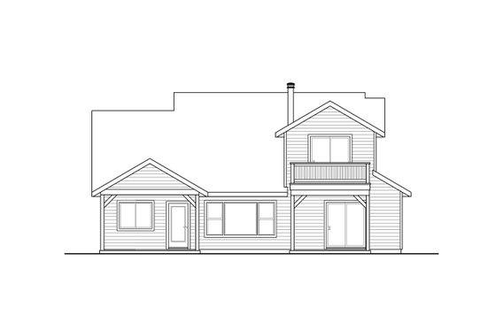 Exterior - Rear Elevation for Traditional House Plan #124-1190 - 3 bed, 2.5 bath