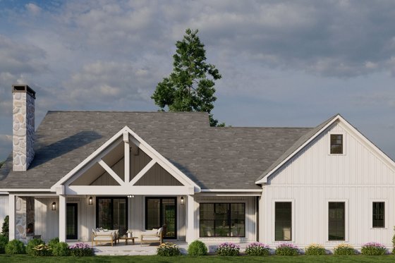 Exterior - Rear Elevation for Farmhouse House Plan #923-409 - 3 bed, 2.5 bath