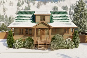 Cabin Exterior - Front Elevation Plan #1060-24