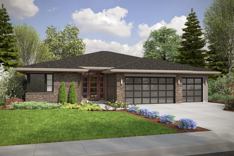 House Blueprint - Exterior - Front Elevation 2 for Modern House Plan #48-1090 - 4 bed, 2 bath