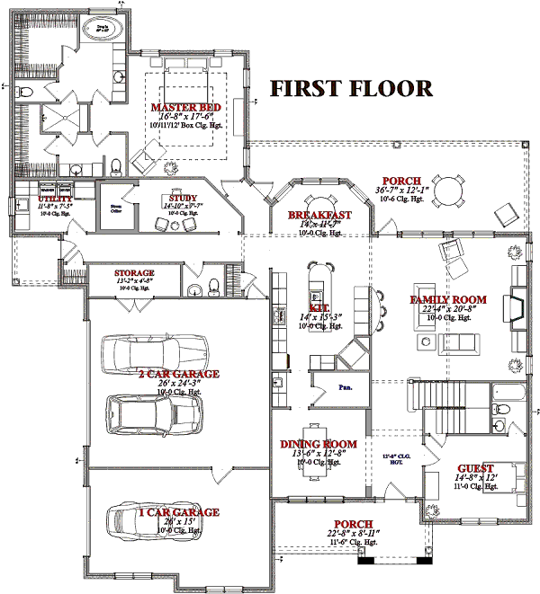 Traditional Floor Plan - Main Floor Plan #63-185