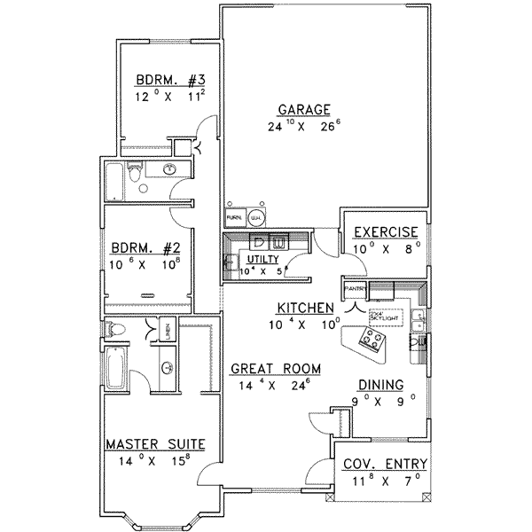 Architectural House Design - Traditional Floor Plan - Main Floor Plan #117-456