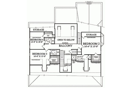 Floor Plan - Upper Floor for Colonial House Plan #137-101 - 4 bed, 4.5 bath