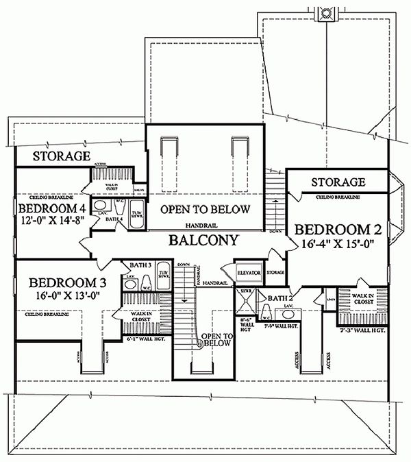 Architectural House Design - Colonial Floor Plan - Upper Floor Plan #137-101